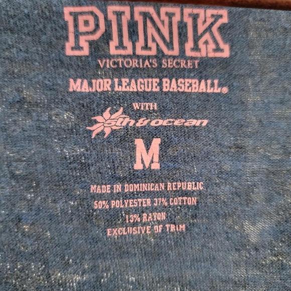 Victoria's Secret Pink MLB Collection Dodgers V Neck Blue & White Tee Medium - Picture 3 of 6